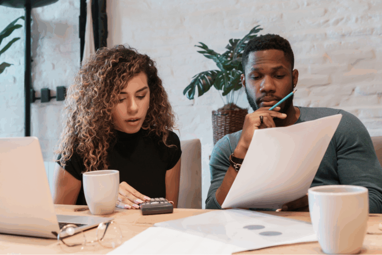 Couple reviewing finances