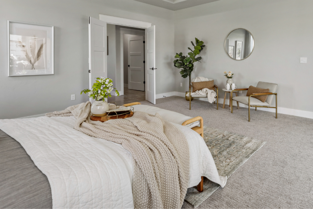 Master bedroom in luxury custom home