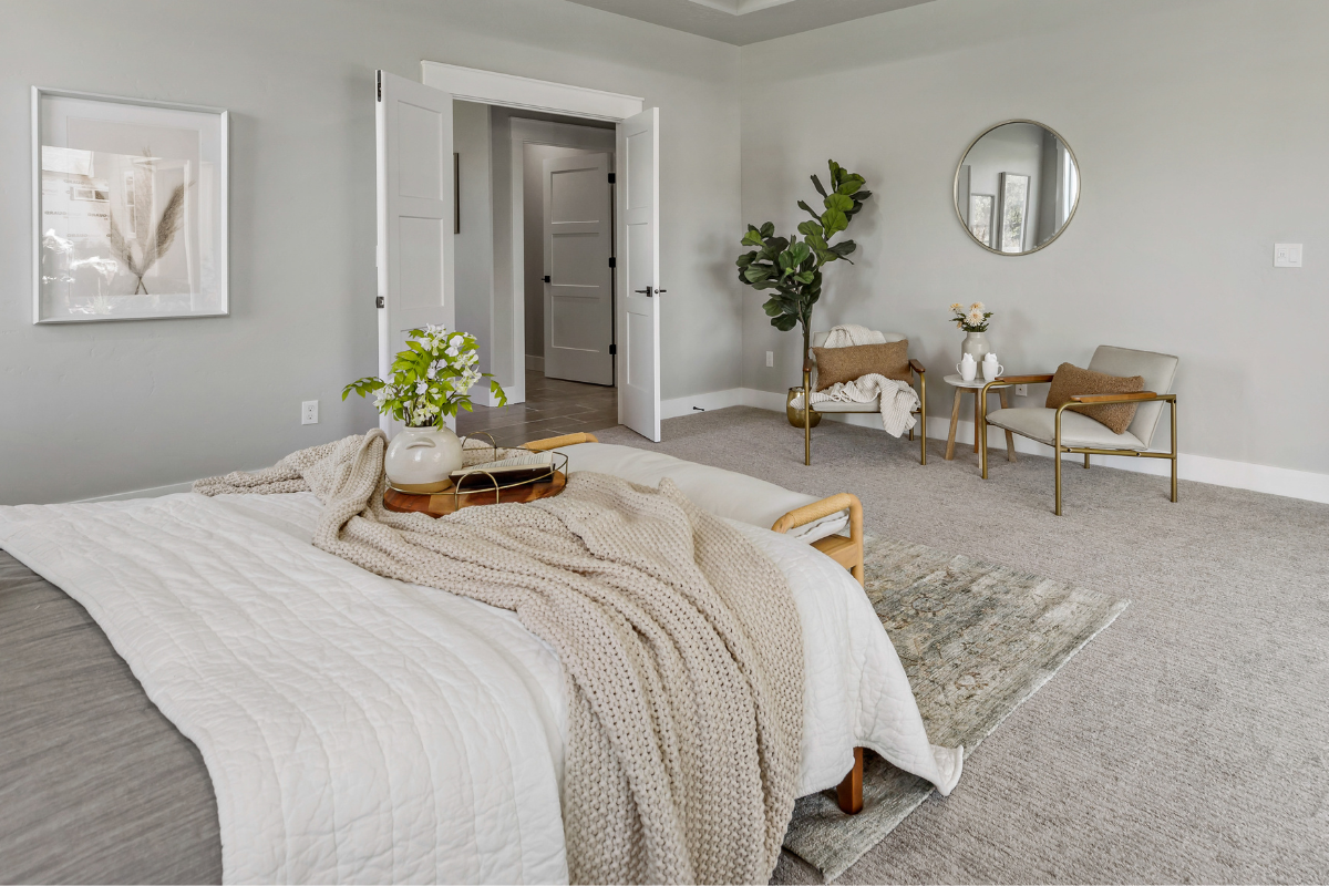 Master bedroom in luxury custom home