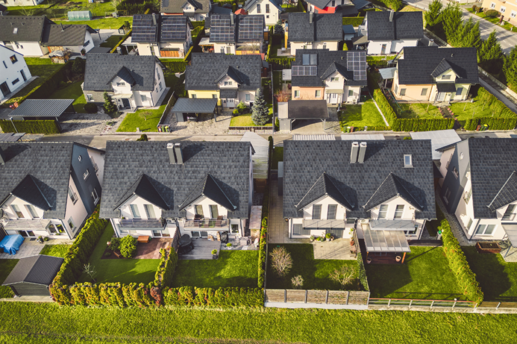 Aerial view of a housing tract