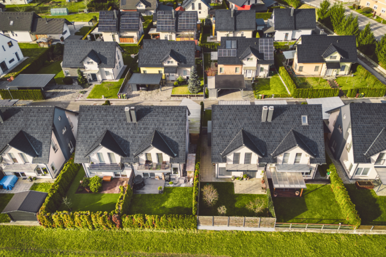 Aerial view of a housing tract